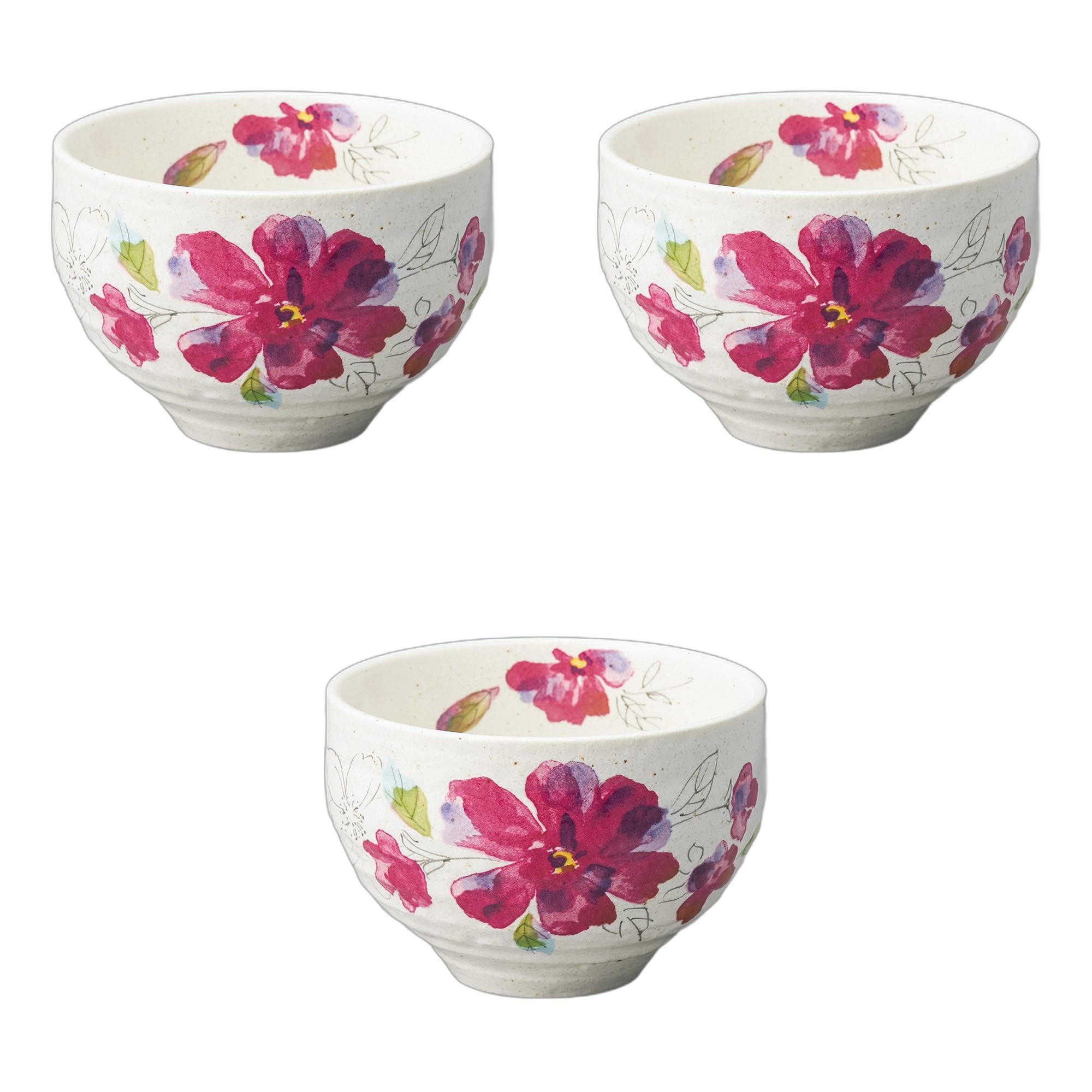 

Setomonohonpo Set of 3 Red Flower Sake Bowls x Sake Ceramic (Setomonohonpo) [10.2 7cm] Bowls,