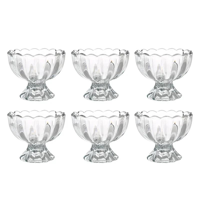 Petal Shape Ice Cream Yogurt Glass Cup Summer Pudding Dessert Cups Snack Nut Fruit Salad Bowl Wine Glass for Home Dessert Shop