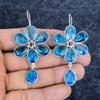 Blue Topaz Gemstone Handmade 925Sterling Silver Jewelry Earring 2.76" M-3140