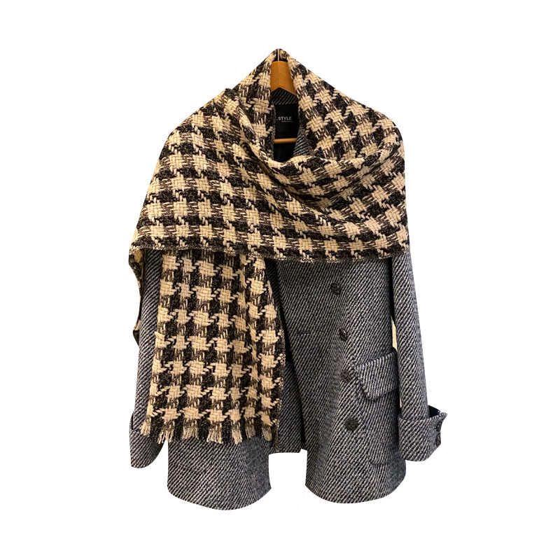 NINA SOLOR Cashmere Houndstooth Scarf Shawl