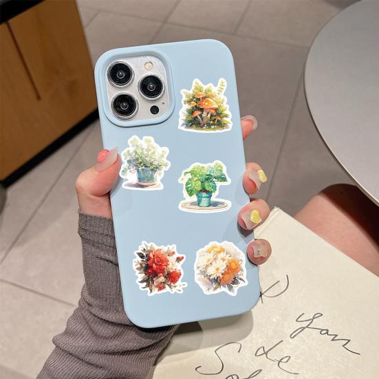 50Pcs/Set Hand-painting Flower Plant Sticker Self-adhesive Waterproof PVC DIY Phone Cover Cup Luggage Skateboard Laptop Scrapbook Decal