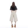 Khaki Apricot Vintage Reversible Design Casual Pants For Women Loose Straight Wide Leg Cropped Capri Pants Versatile Slimming FigureFlattering Style