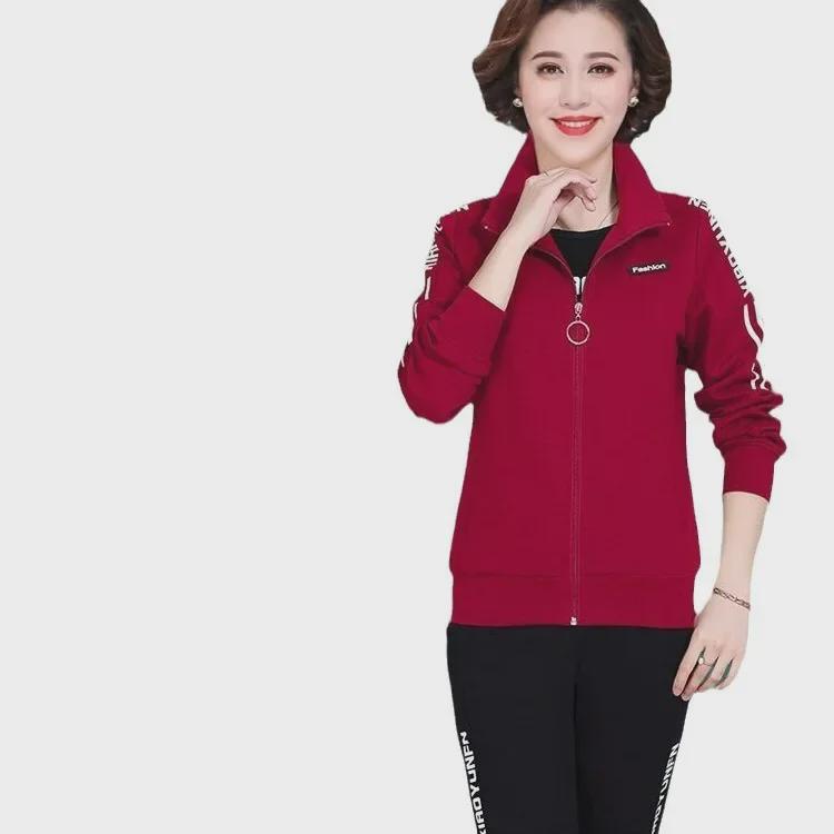 Spring & Autumn 2024 Women's Three-Piece Sports Suit for Middle-Aged and Elderly