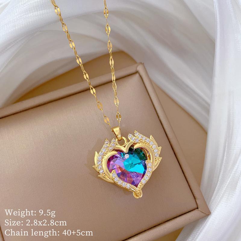 Multi-Element Style Copper Micro-Inlaid Necklace Combination Female Real Gold Electroplated Exquisite Collarbone Chain