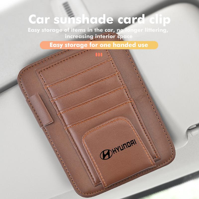 Car Sun Visor Glasses Case Sunglasses Clip Card Ticket Holder For Hyundai Genesis N-LINE I10 I20 I30 I40 IX20 IX35 Kona Tiburon Y2