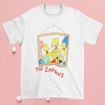 Vintage 1990 Die Simpsons Kurzarm Weiß Unisex Shirt E601