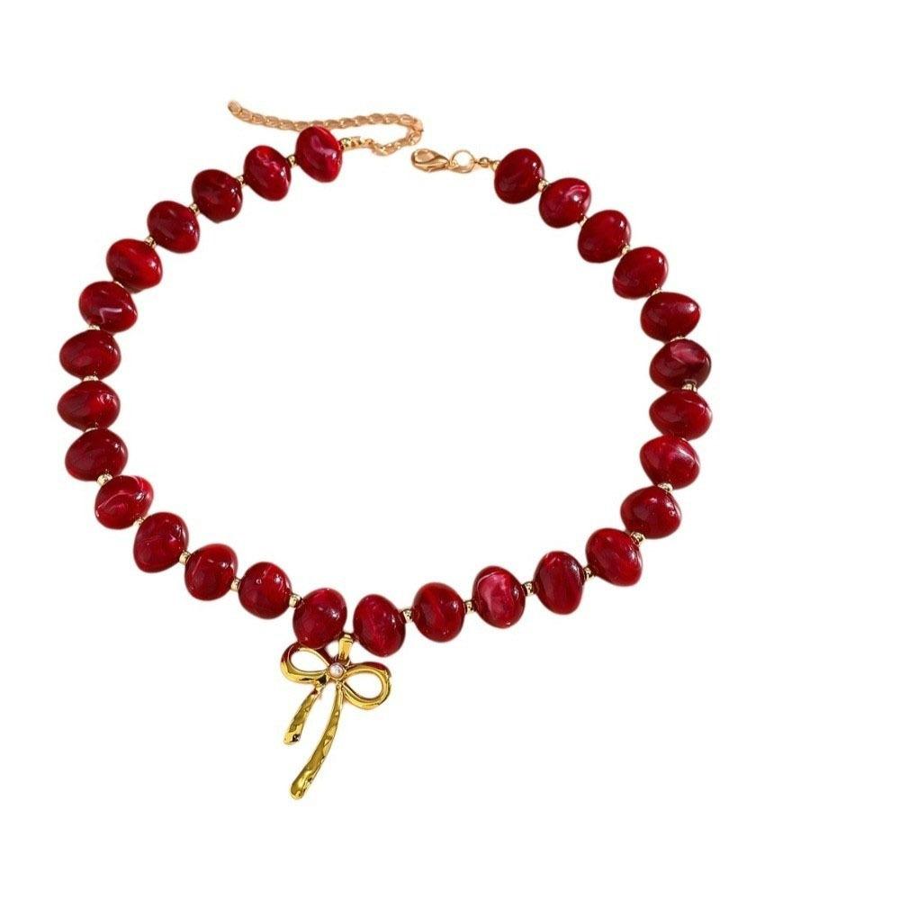 Round Beaded Necklace Multicolor Sweater Chain Women Clavicle Chain Spring Summer
