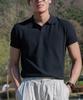 HERVINO Essential Muscle Fit Open Collar Short Sleeve Knit [Black]