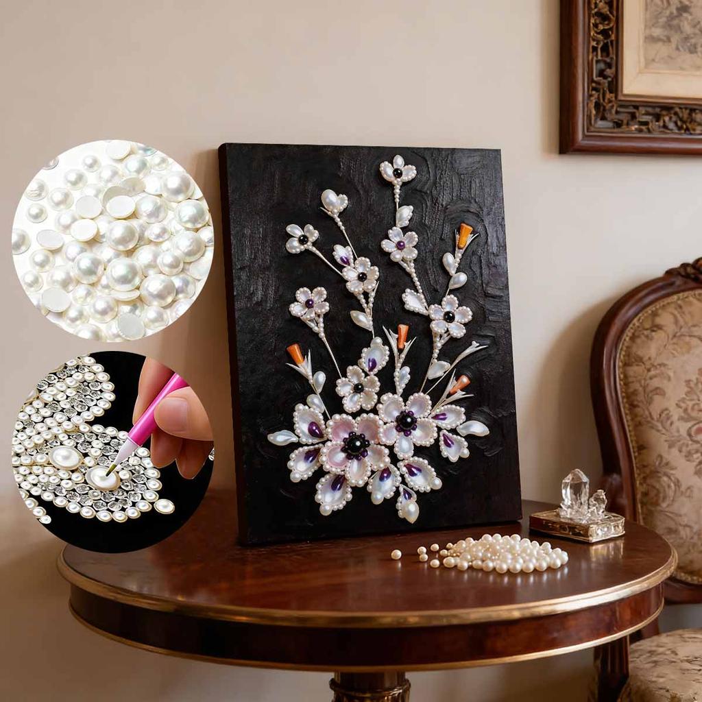 DIY Beautiful Flowers Pearl Art Painting for Home Wall Decor Arts Craft  for Adults/Beginners Gift Idea Home Decor Without Frame
