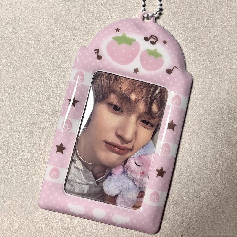 Ins Kpop Photocard Holder Keychain Korean Idol Photo Cards Sleeve Small Card Display Case Protector ID Cards Cover for Kpop Fans