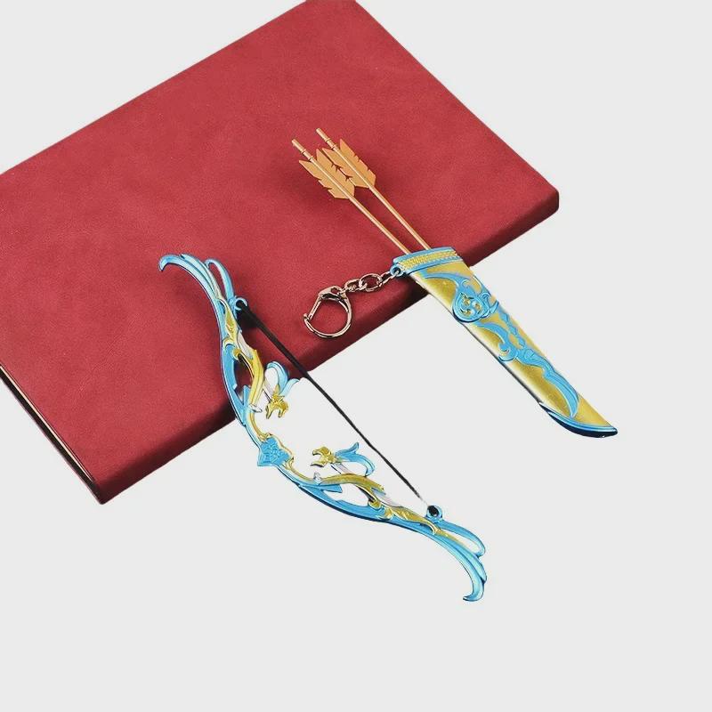 Green Hunting Bow Set: Original Peripheral Three-Piece with Ritual Bow, West Wind Bow, Quiver, and Metal Alloy Model.