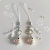 Korean 3D Rabbit Flower Phone Chain Lanyard Y2k Girl Bowknot Keychain Sweet Bag Pendant Decoration Backpack Ornament