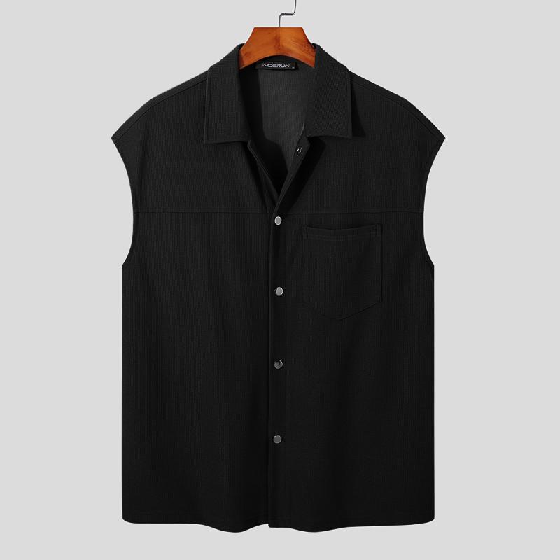 Spring Men's Sleeveless Collared Tank Tops Waistcoat Jackets