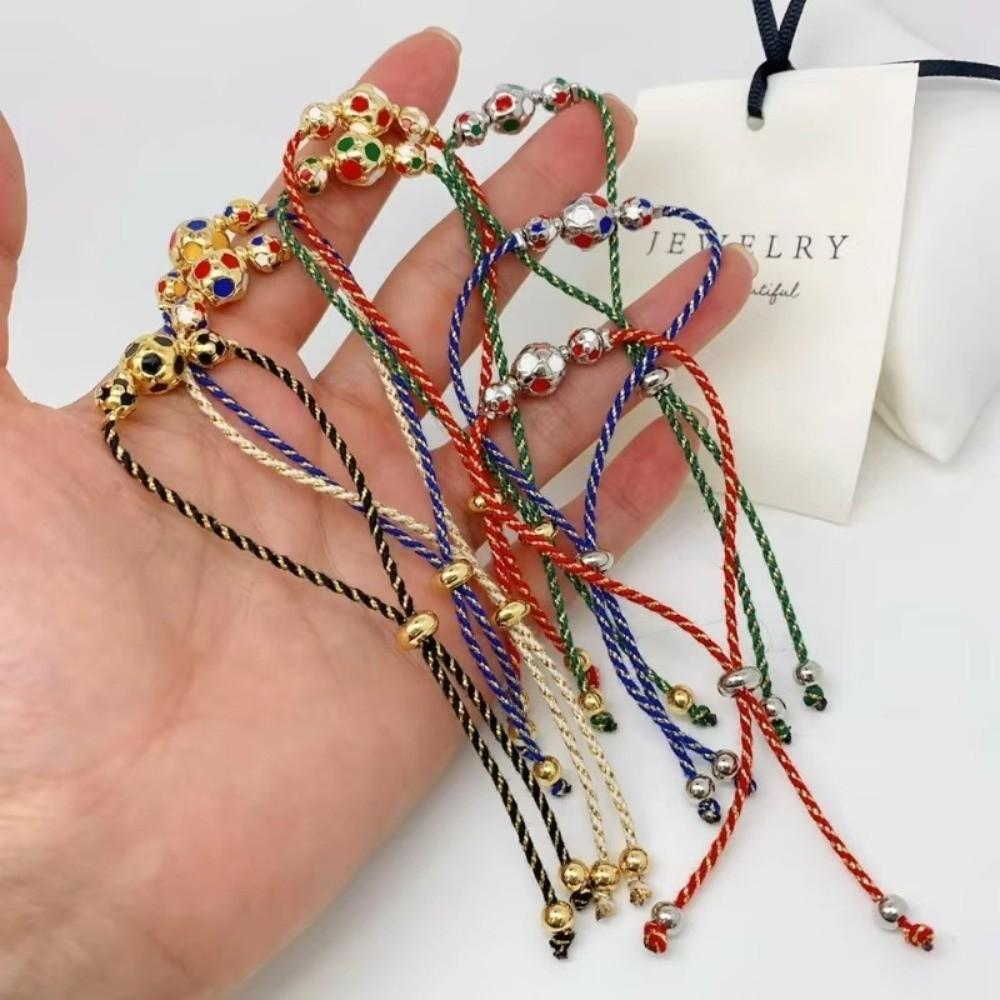 Adjustable Cord Football Beaded Bracelet Gold Silver Plated Braided Cord Bracelet  For Women Men