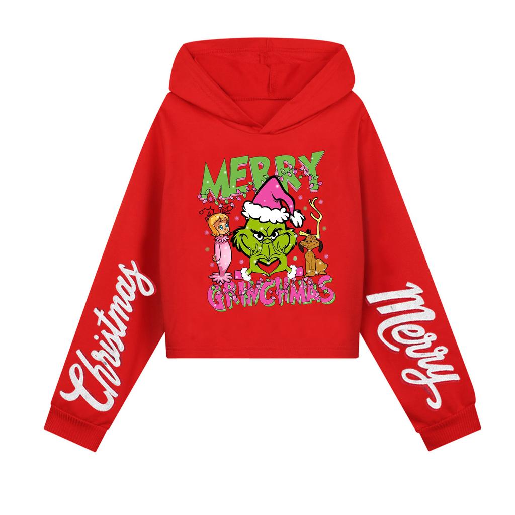 Kids' Casual Fashion Christmas Printed Long Sleeve Hooded Sweatshirt (No Drawstring)