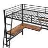 Strong Carrying Capacity Children Bed with L-shaped Bookshelf Ladder Metal Frame Loft Bed Home
