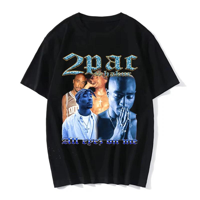 Mode T-Shirt Rapper Tupac Top Hip Hop Streetwear Kurzarm T-Shirt Herren- und Damen-T-Shirts Harajuku Übergröße Kleidung
