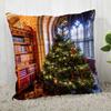 45x45cm Decorative Polyester Pillowcase Merry Christmas Christmas Tree Square Zipper Pillowcase Autumn Pillowcase