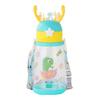 Kids' Cartoon Antler Straw Water Bottle with Strap - Large Capacity, Durable Plastic