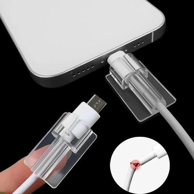 10/5 szt. Miękki silikonowy zwijacz kabla do szybkiego ładowania Przezroczysty klips etui na kabel danych Apple iPhone Ochronna osłonka