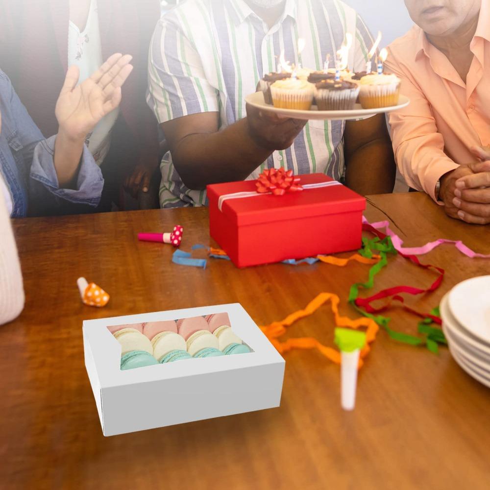 14pcs Bakery Boxes with Windows Dessert Box Cookie Boxes Small Treat Box Mini Cake Boxes for Dessert Macarons Chocolates Pastry and Baked Goods Boxes