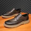Men's Business Leather Shoes Formal Wear Soft Bottom Fashion All-Match Breathable Lace Up Brogue Shoes Work Casual Shoes