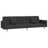 2 Seater Sofa Bed with 2 Pillows Black Fabric