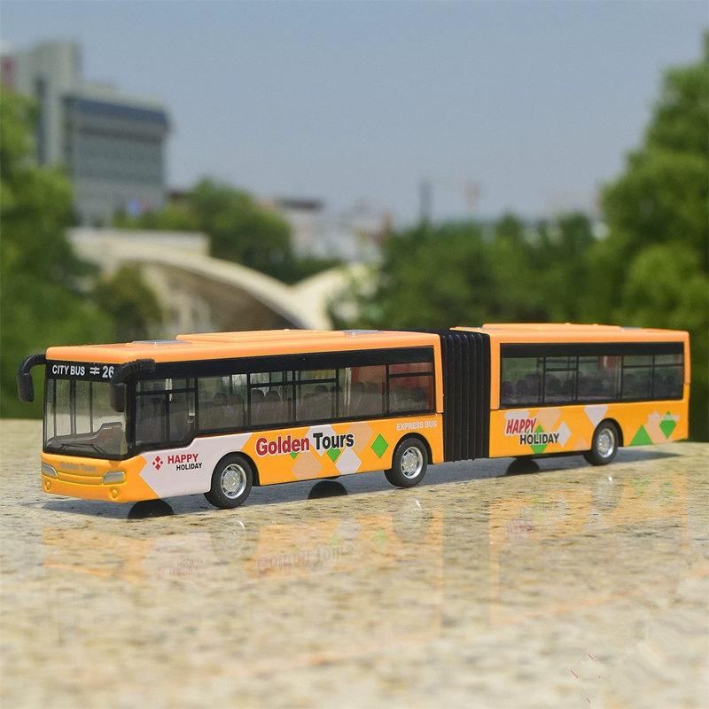 Autobus Elettrico per Tour Turistico Veicolo Passeggeri in Lega Modello di Auto Metallo Pressofuso Sezione Doppia Estesa Modello di Autobus Urbano Simulazione Regalo