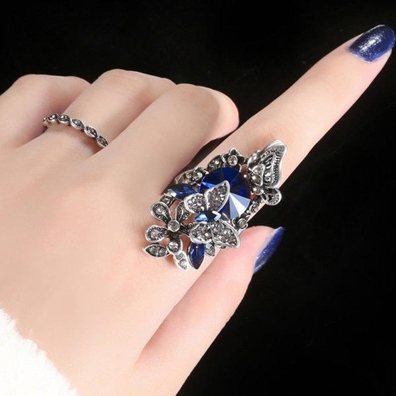 Hot Sale 2Pcs/Set Butterfly Ring Sets Creative Bohemia Women's Banquet Hand Ring Luxury Big Ladies Jewelry