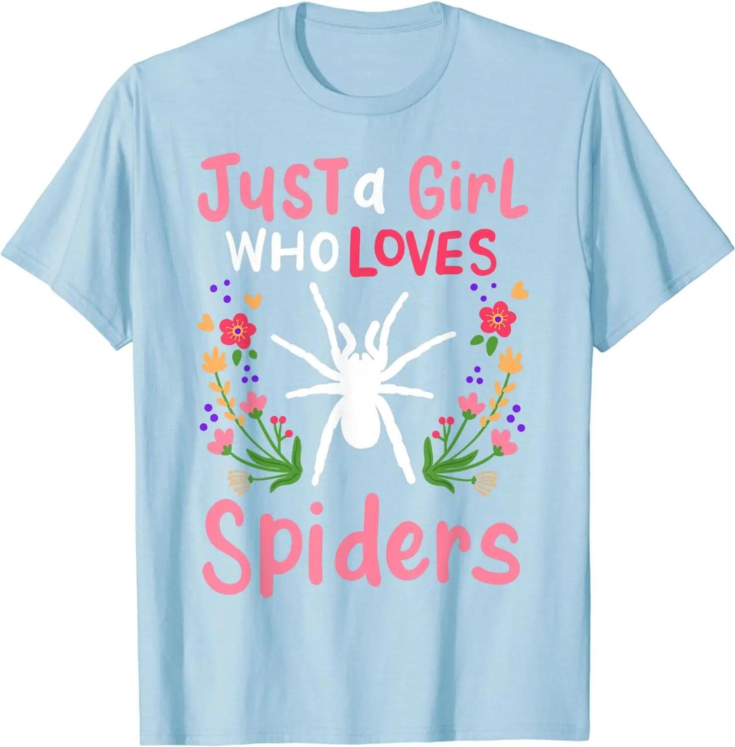 

Футболка «Паук просто девушка, которая любит пауков» с цветами, подарок на Хэллоуин для женщин и девочек, футболки с рисунком, повседневные хлопковые футболки на четыре сезона 3XL