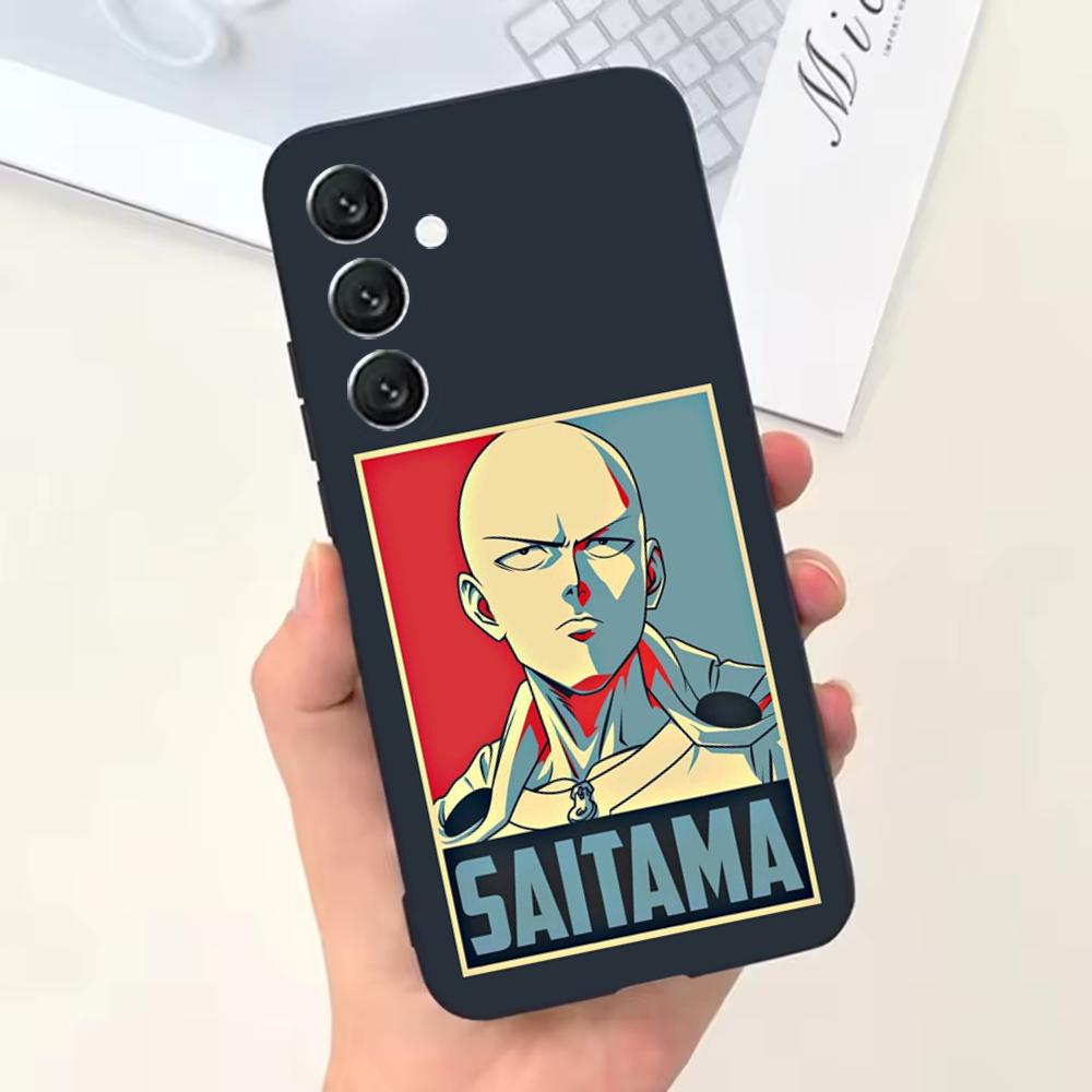 One P-Punch Man Saitama Phone Case For Samsung Galaxy A13,A21s,A22,A31,A32,A52,A53,A71,A80,Soft Black Shell