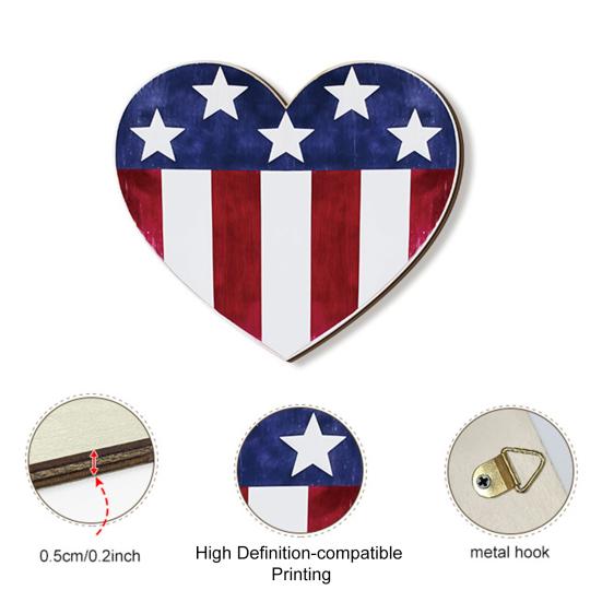 Patriotic American Flag Star Wall Sign 4th of July Independence Day Wooden Wall Door Hanger for Home Office Living Room