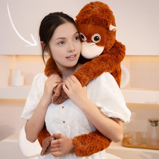 Realistic Gorilla Plush Toy Soft Stuffed Monkey with Movable Limbs & Detailed Fingers Convertible Backpack Shoulder Bag Cuddly Companion for Kids