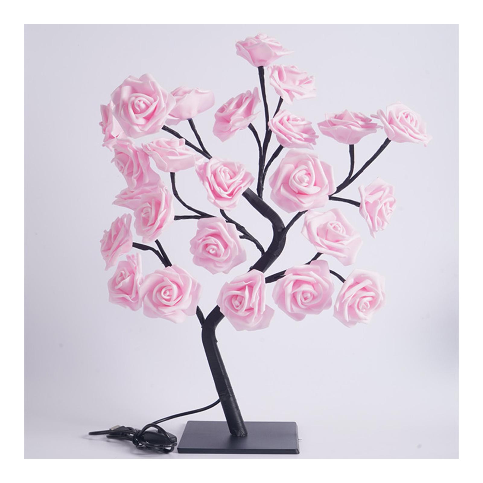 

LED Tabletop Bonsai Tree Lamp USB Tree Lamp Christmas Bedroom Decoration Table Night Light Pink 24 Lights Rose