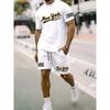 Mode herrträningsoverall 2-delat set Herrsport-t-shirt och shorts set Kortärmade t-shirts Elastisk midja Fickshorts Kläder