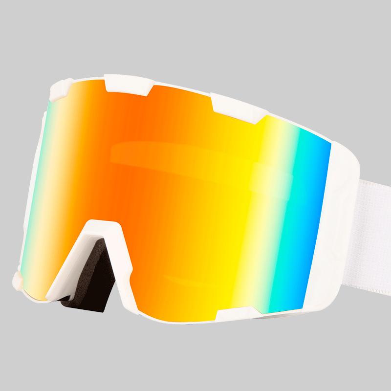 

Double-layer anti-fog ski goggles with wide field of view, UV protection for snow, outdoor ski equipment for men and women White frame red film