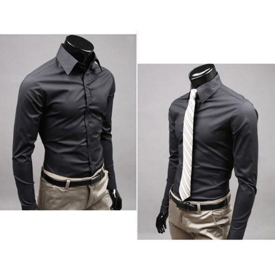 Herren Luxus Freizeit Formelles Hemd Langarm Slim Fit Business Hemden Oberteil