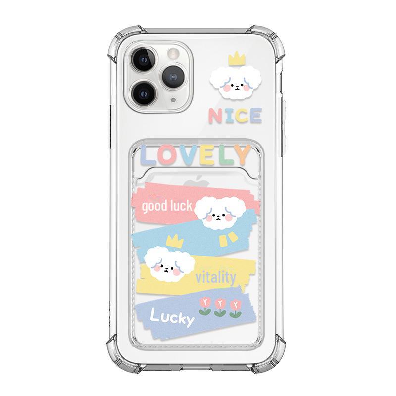 

Силиконовый чехол Zhitai Cartoon для iPhone 13-15 Pro/Max с держателем для карт iPhone 11
