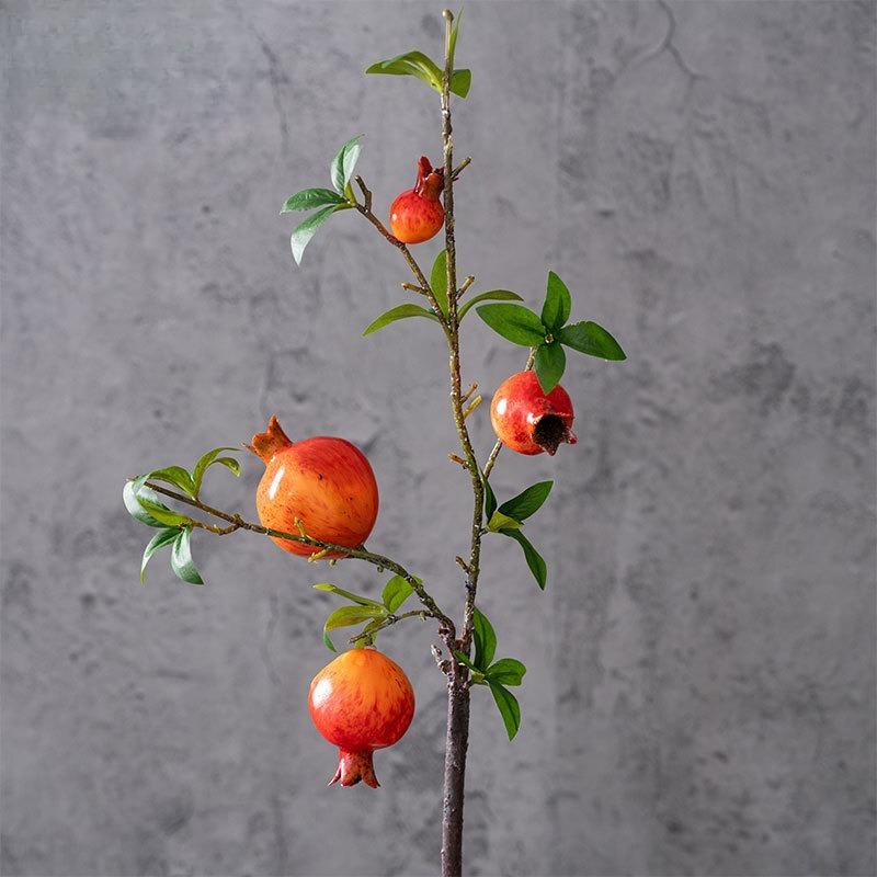 3pcs Artificial Pomegranate Stems with Leaves, Faux Fruit Branches for Rustic Home Decor, Fall Centerpieces, Wedding & Holiday Arrangements,73cm