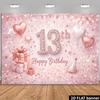 2D Rosa Diamant 13. Geburtstag Foto Hintergrund Mädchen Party Dekor Tuch