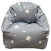 GINGER HOME Little Stars Pouf Children's Armchair, 100% Cotton, Grey with Stars, 55x44x55 Cm