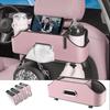 Car Back Seat Organizer with 2 Drink Cup Holder - Tissue Box and Storage Box Hook - Multi-Functional Storage - Great for Kids and Travel (Beige)