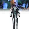 Snygg Beetlejuice Cosplay-dräkt med gröna, svarta och vita ränder Mjukt tyg