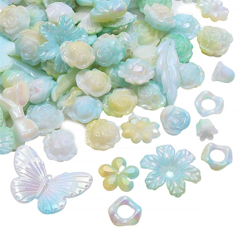 

20-25 шт. акриловые бусины с бантом, бабочкой, розой, подвески, бусины для DIY браслета, ожерелья, изготовления ювелирных изделий зелёный