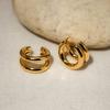 Yori Waterproof Stainless Steel Simple Double Layer Ear Clip for Women Gold Color Rust Proof Basic High Quality Jewelry