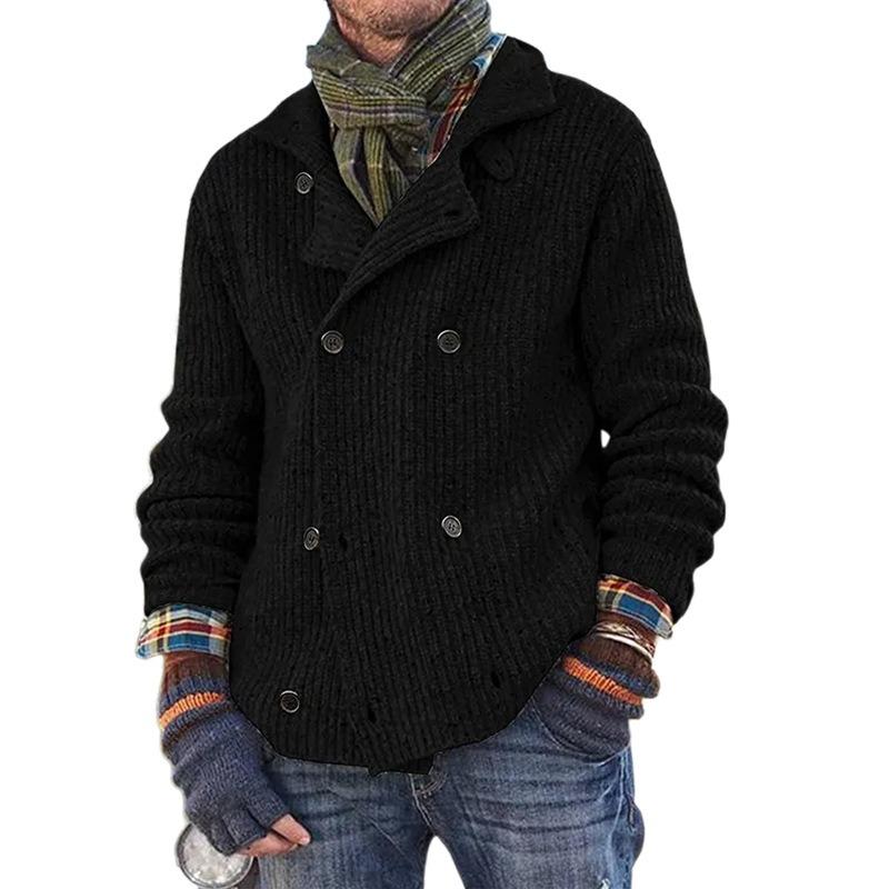 

2026 New Oversized Sweater Men s Solid Color Button-up Jacket S чёрный