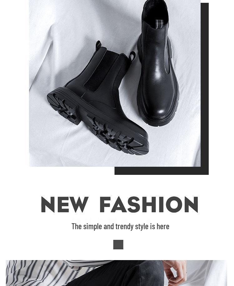 Men's Mid-Calf Platform Chelsea Boots: Thick-Soled, British-Style Short Martin Chimney Boots