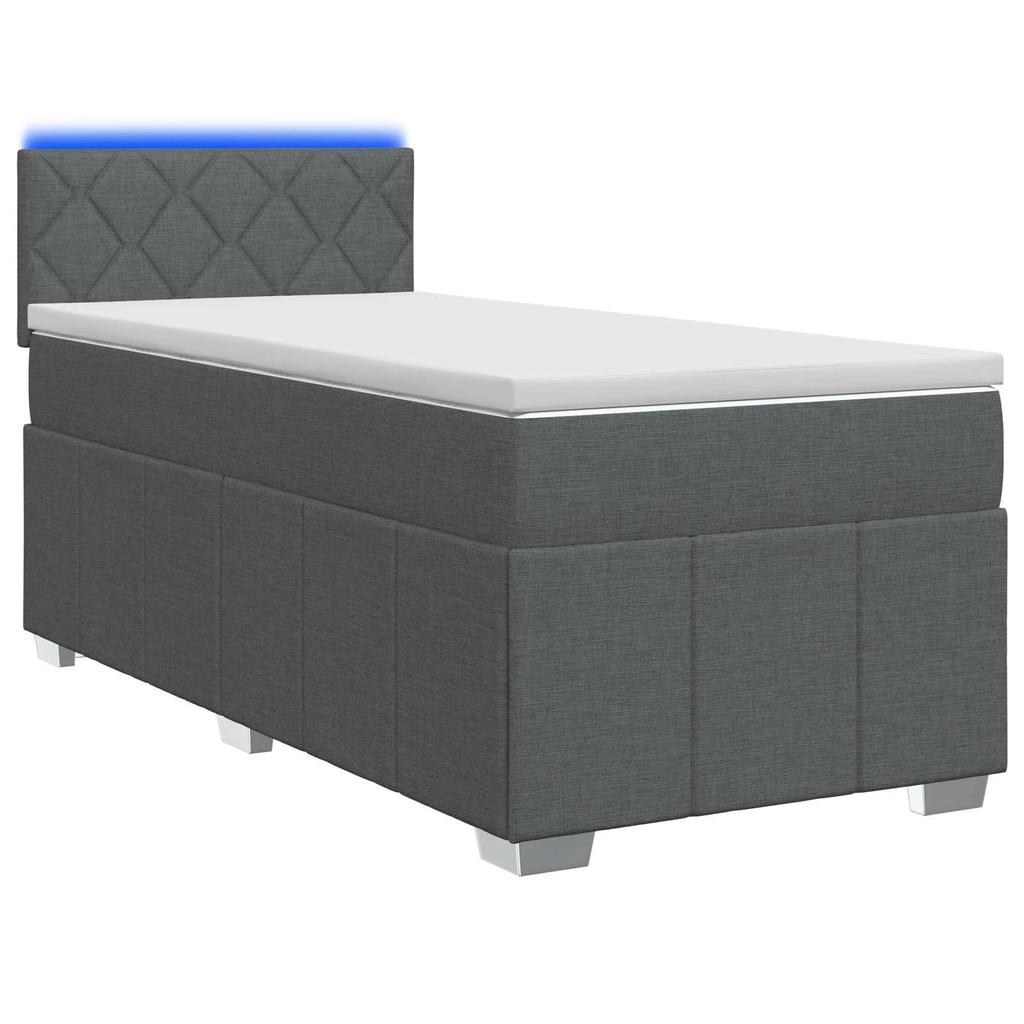 Box Spring Bed with Mattress Dark Gray 80 X 200 Cm Fabric