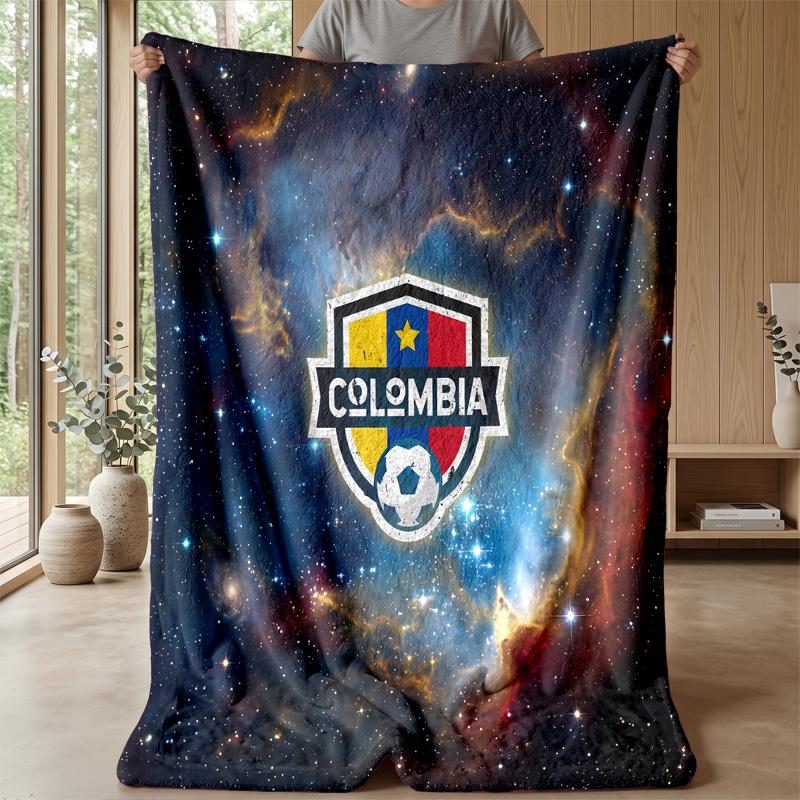 Colombia Football Printed Flannel Blanket Skin Friendly Warm Decorative Throw for Indoor Couch Bed Daily Use