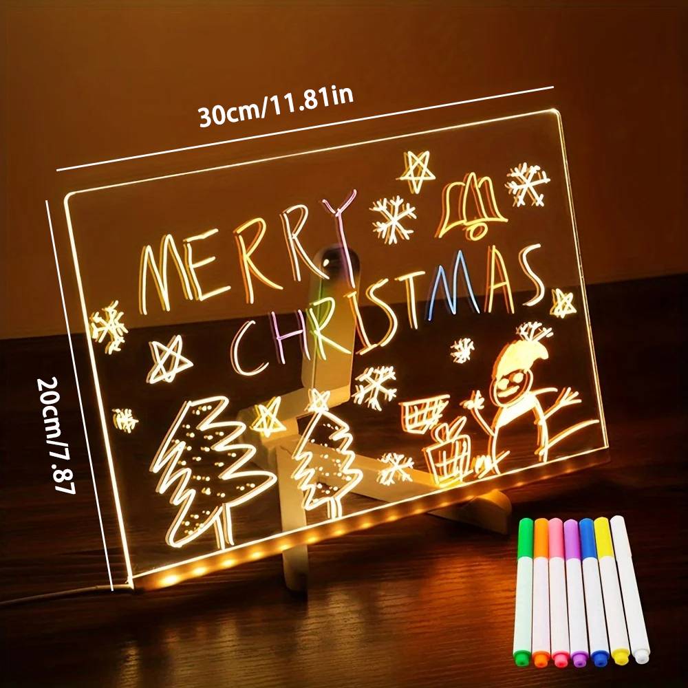 LED Note Board With Color Acrylic Dry Erase Light Up Notepad With Adjustable Stand For Desktop Glow Memo Home Rewritable Message